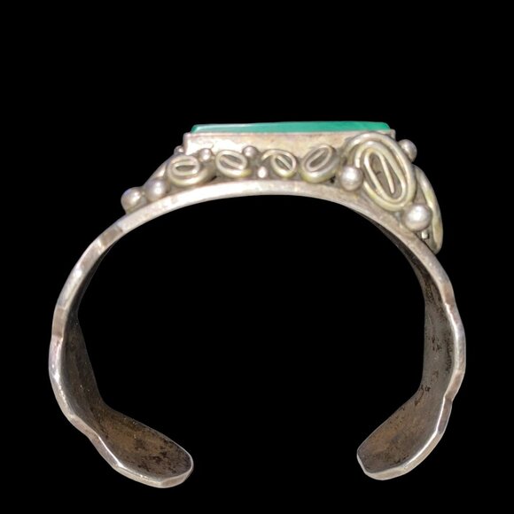 Malachite Cuff 6.25" Bracelet Southwestern Handmade Sterling Silver 925 - Picture 5 of 9